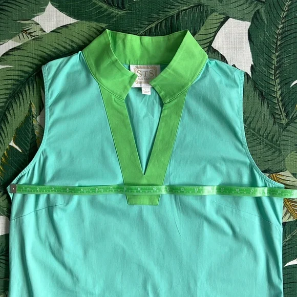 STS Sail to Sable • Preppy Blue & Green Tunic Shift Dress • Size Large - Picture 6 of 10